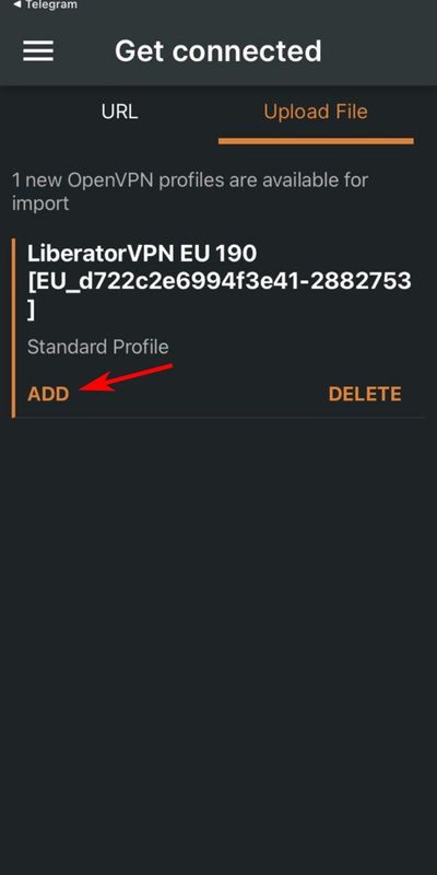 Как добавить файл конфигурации в приложение OpenVPN